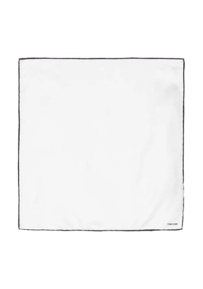 TOM FORD logo-print silk pocket square scarf - White