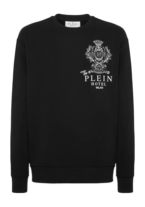 Philipp Plein Plein Hotel crest-embellished sweatshirt - '02 black'