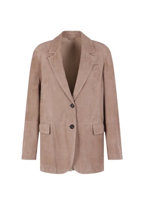 Brunello Cucinelli suede single-breasted blazer - Brown