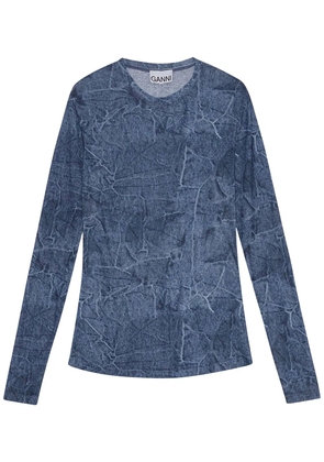 GANNI printed mesh top - Blue
