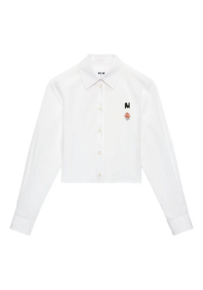 MSGM logo-print cropped shirt - White