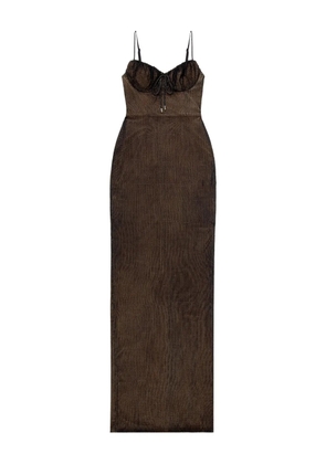 AREA hotfix-embellishment maxi dress - Brown