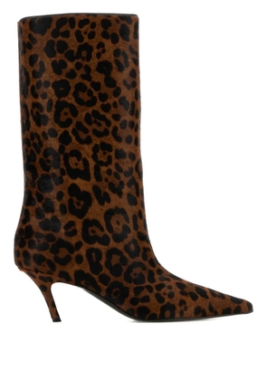 Amina Muaddi 60mm Fiona animal-print boots - Brown