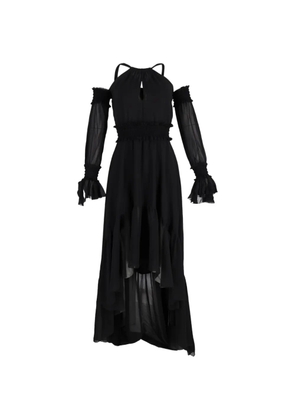 Versace Pre-Owned long-sleeve asymmetric midi dress - Black