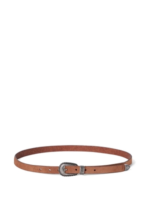 Brunello Cucinelli reversed tip calf leather belt - Brown