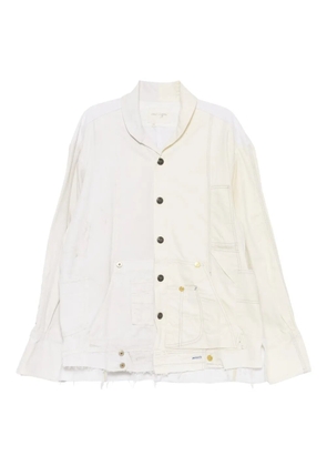 Greg Lauren distressed cotton shirt jacket - White