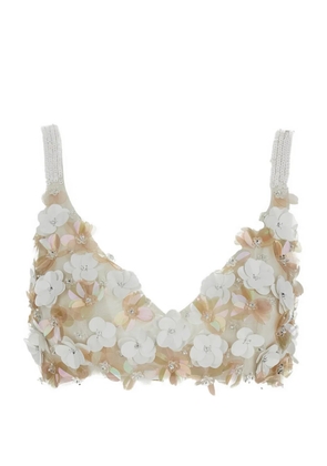 P.A.R.O.S.H. floral-embellished sequin top - Neutrals