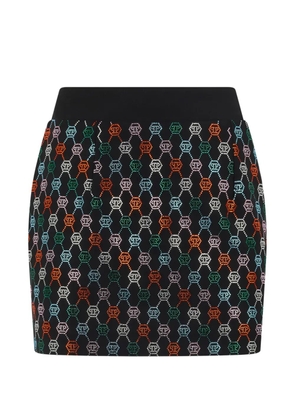 Philipp Plein rhinestone-monogram mini skirt - Black
