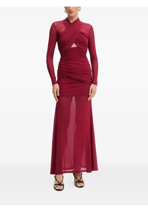 Bardot Veria long-sleeve ruched maxi dress - Red