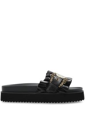 Versace Jeans Couture logo-engraved slides - Black