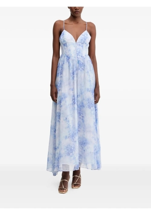 Bardot V-neck floral-print midi dress - White