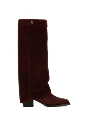 FENDI Minerva logo-plaque boots - Brown