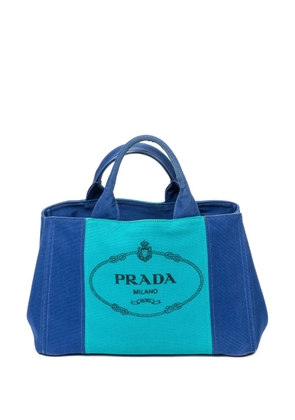 Prada Pre-Owned medium Bicolor Canapa logo-detail tote bag - Blue