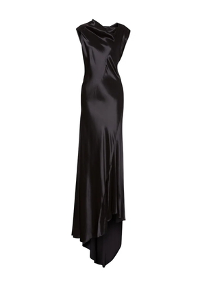 Alberta Ferretti satin long dress - Black