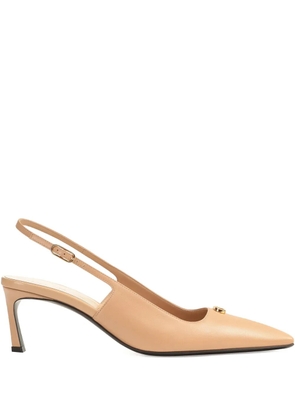 Sergio Rossi square-toe slingback pumps - Neutrals