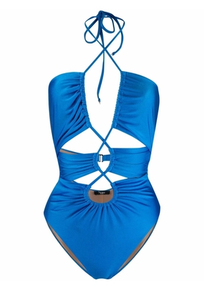 Noire Swimwear gathered cut-out swimsuit - Blue