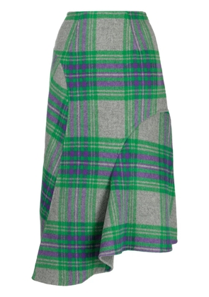 JNBY plaid-check pattern asymmetric skirt - Green
