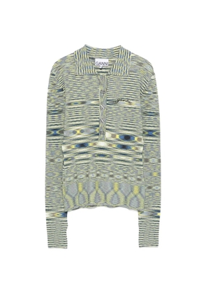 GANNI long-sleeve knit polo top - Yellow
