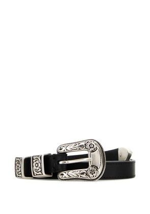 J&M Davidson floral-buckle leather belt - Black