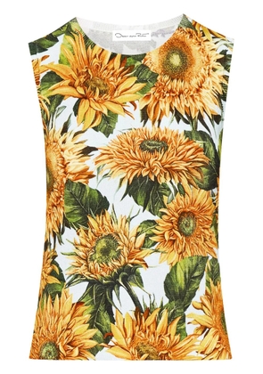 Oscar de la Renta floral-print round-neck tank top - Yellow