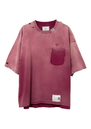 Maison MIHARA YASUHIRO Sun faded-effect chest-pocket cotton T-shirt - Red