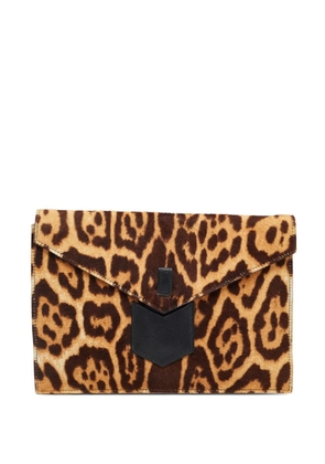 Saint Laurent Pre-Owned leopard-print Envelope clutch bag - Brown