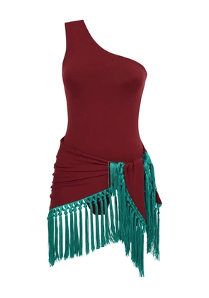 Taller Marmo Yacare one-shoulder fringe swimsuit - Red