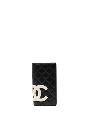 CHANEL Pre-Owned 2004-2005 Quilted Lambskin Cambon Ligne Bifold Wallet long wallets - Black