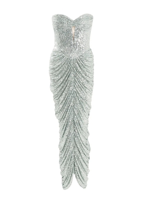 Ana Radu sequin-embellishment ruched midi dress - Silver