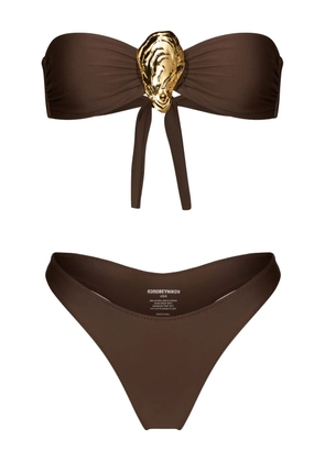 KOROBEYNIKOV shell-embellishment bikini - Brown