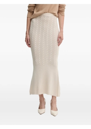 TWINSET cable-knit flared-hem midi skirt - Neutrals