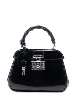 Gucci Pre-Owned 2016-2025 Mini Polished Leather Bamboo Lady Lock Top Handle Bag satchel - Black