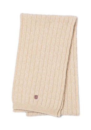 SANDRO cable-knit embroidered scarf - Neutrals