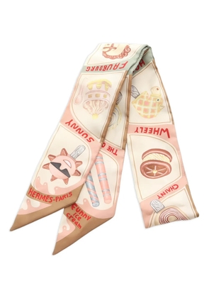 Hermès Pre-Owned 2000s Twilly Funny Ice Cream silk scarf - Neutrals