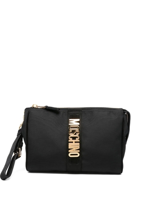 Moschino logo-plaque clutch bag - Black