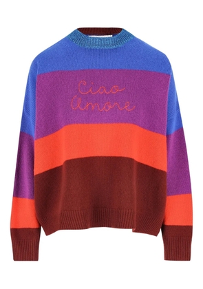 Giada Benincasa stripe-pattern embroidered-logo sweater - Purple