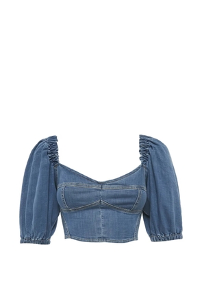 Elisabetta Franchi denim gathered top - Blue
