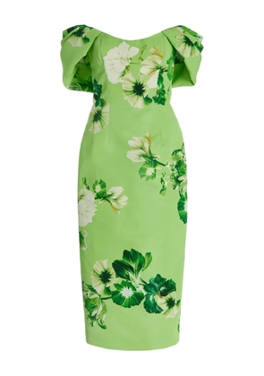 Monique Lhuillier floral-print midi dress - Green