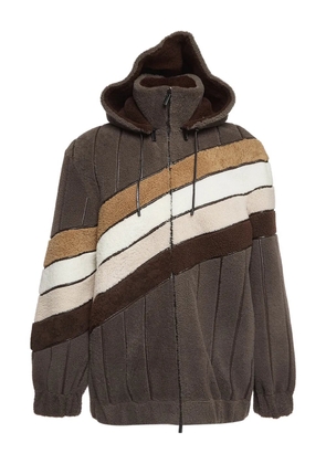 Fendi Pre-Owned leather hooded bomber jacket - Brown