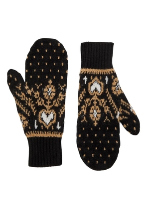 KHAITE fair isle gloves - Black