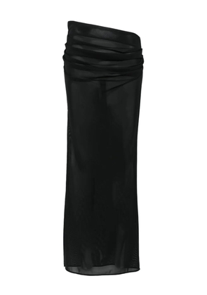 Alex Perry Tucked Column draped mesh midi skirt - Black