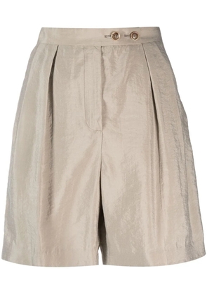 Emporio Armani pleat-detail high-waisted shorts - Green