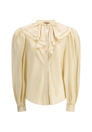 Gucci ruffled silk twill shirt - Neutrals