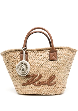 Karl Lagerfeld K/signature Medium Raffia beach bag - Brown