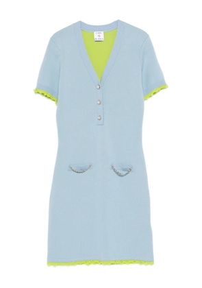 Casablanca pearl-embellishment mini dress - Blue