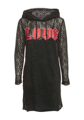 Love Moschino Appliqué hooded dress - Black