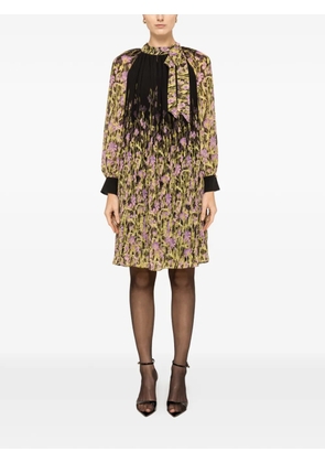 NISSA pleated floral-print mini dress - Black