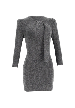 IRO tie-neck long-sleeve mini dress - Grey