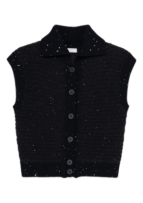 Peserico embellished buttoned vest - Blue