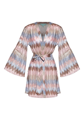 Melissa Odabash Anna zigzag stripe belted dress - Pink